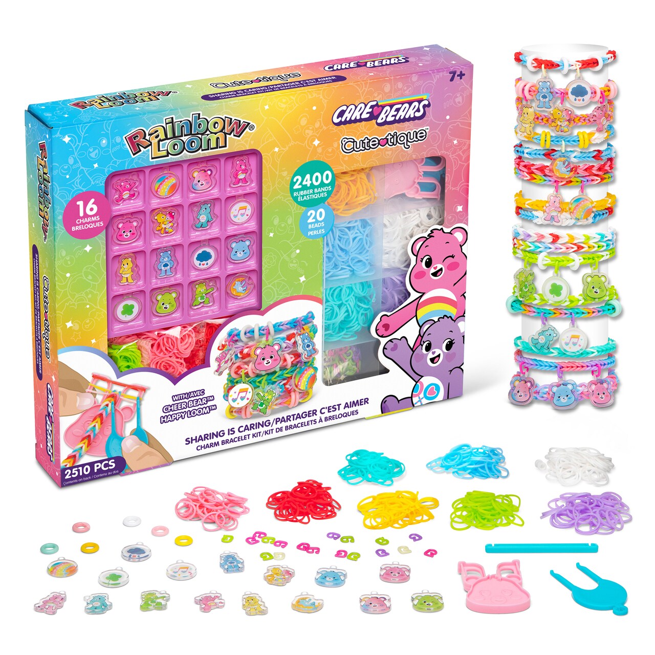 Rainbow Loom: Care Bears Cutetique: Sharing Is Caring DIY Bracelet Kit, 16 Charms